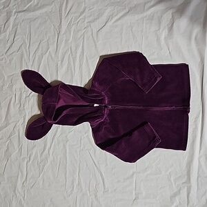 tea Baby Girl 9-12 Months Purple Bunny Ears Zippered Hoodie Used